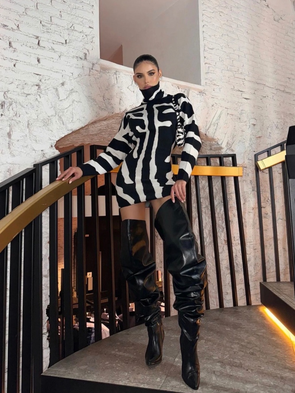 Black and White abstract dress